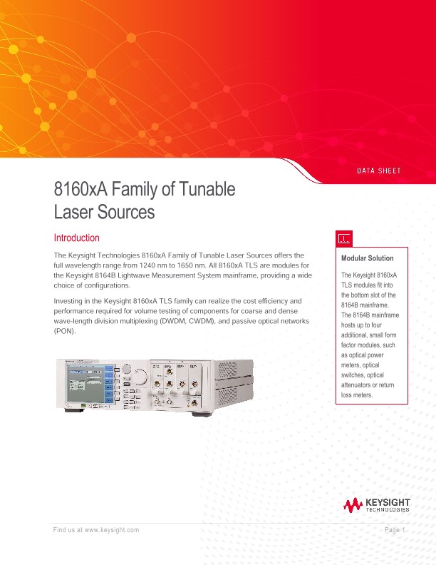 8160xA Family of Tunable Laser Sources | Keysight
